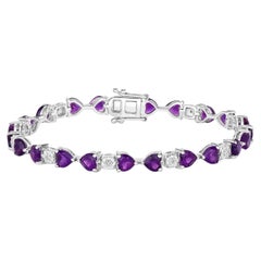 Amethyst Tennis Bracelet White Diamonds 9.5 Carats Sterling Silver