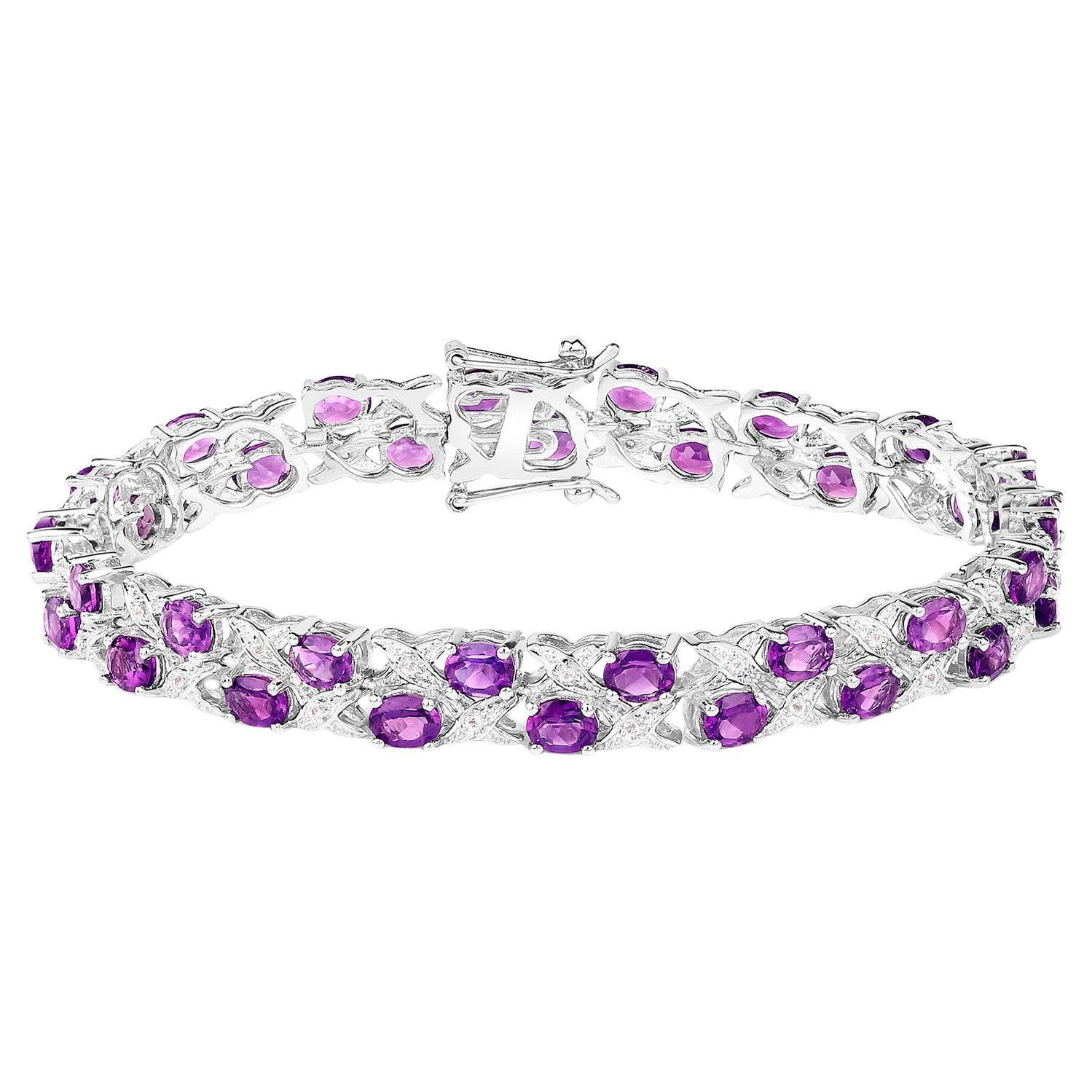 Bracciale Tennis Ametista Topazio Bianco 12,5 Carati A. Silver