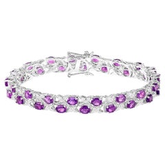 Bracelet tennis en argent sterling avec améthyste blanche et topaze de 12,5 carats