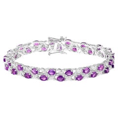 Bracciale Tennis Ametista Topazio Bianco 12,5 Carati A. Silver