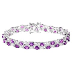 Amethyst Tennis Bracelet White Topaz 12.5 Carats Sterling Silver