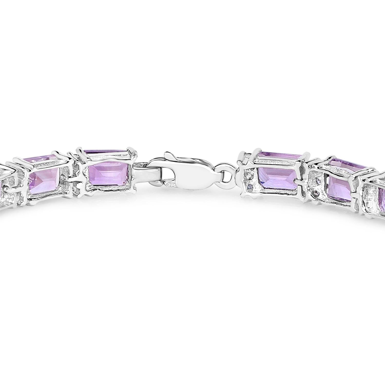 Amethyst Tennis Bracelet With Tanzanites 19 Carats Rhodium Plated Silver In Excellent Condition For Sale In Aliso Viejo, CA