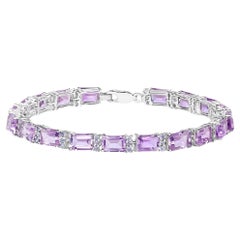 Bracciale Tennis con ametista e tanzaniti 19 carati in argento rodiato