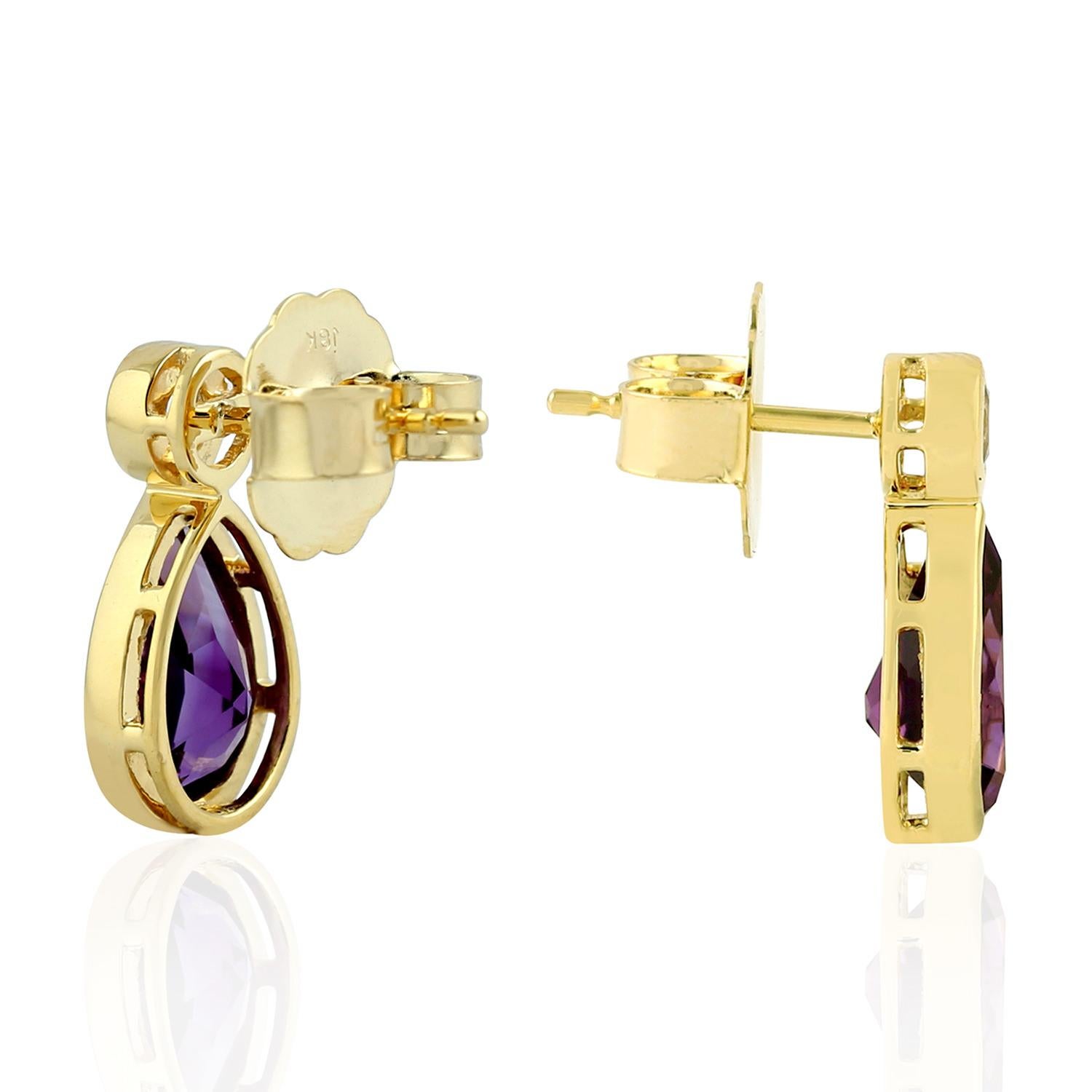 Modern Amethyst Topaz 18 Karat Gold Earrings For Sale