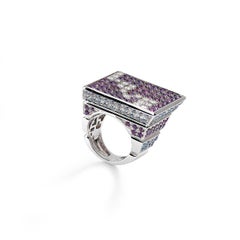 Liebesring mit Amethyst, Topas und Diamant