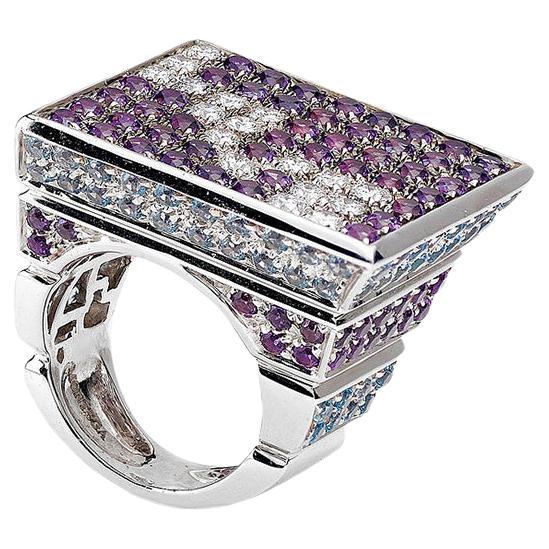 Love-Ring mit Amethyst-Topas und Diamant