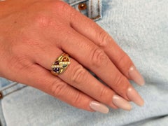 Amethyst Topaz Multi Colored Gemstone and Diamond Ring 18K Yellow Gold