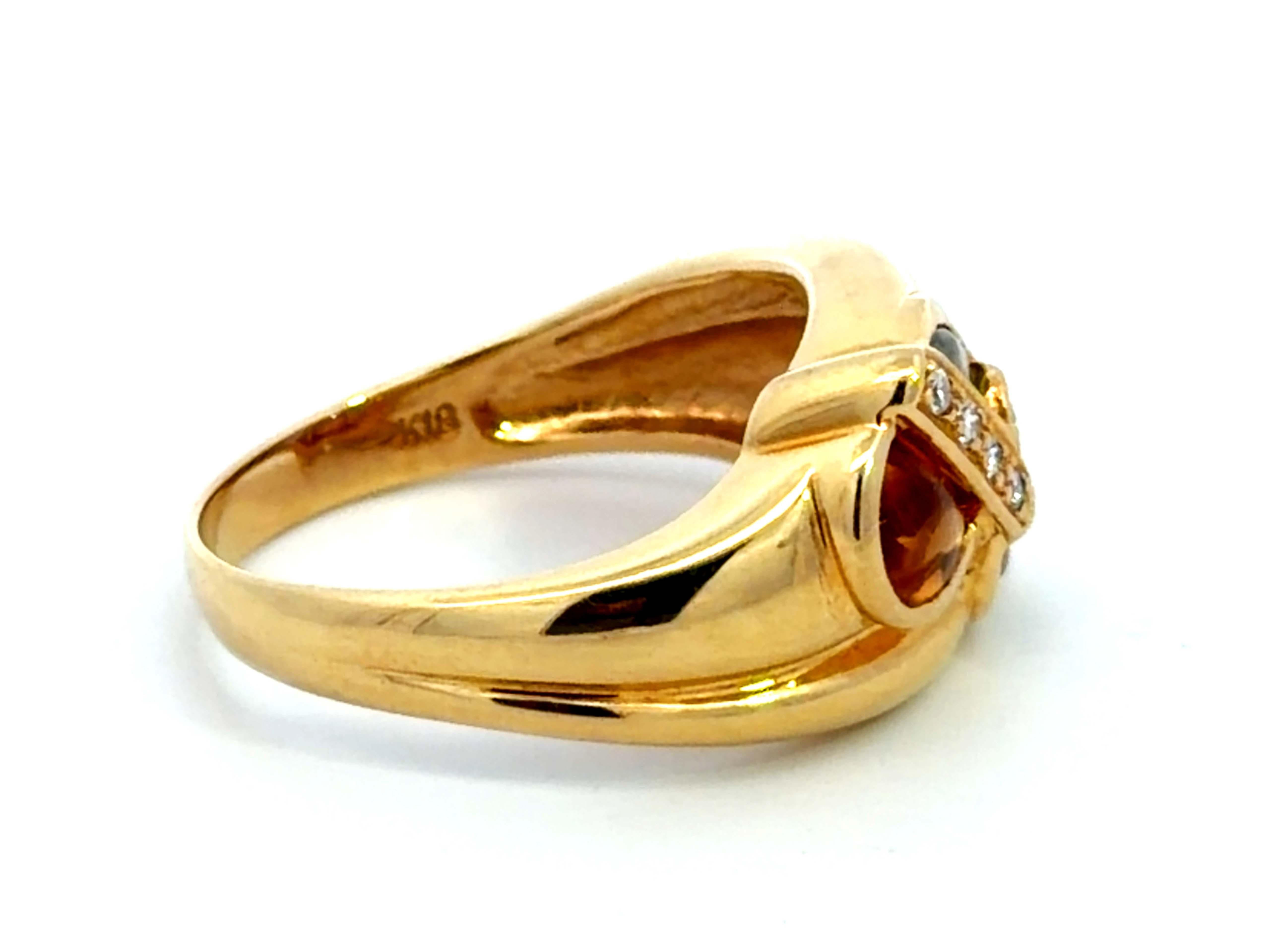 da uomo o donna Anello con ametista, topazio, gemme multicolori e diamanti in oro giallo 18 carati in vendita