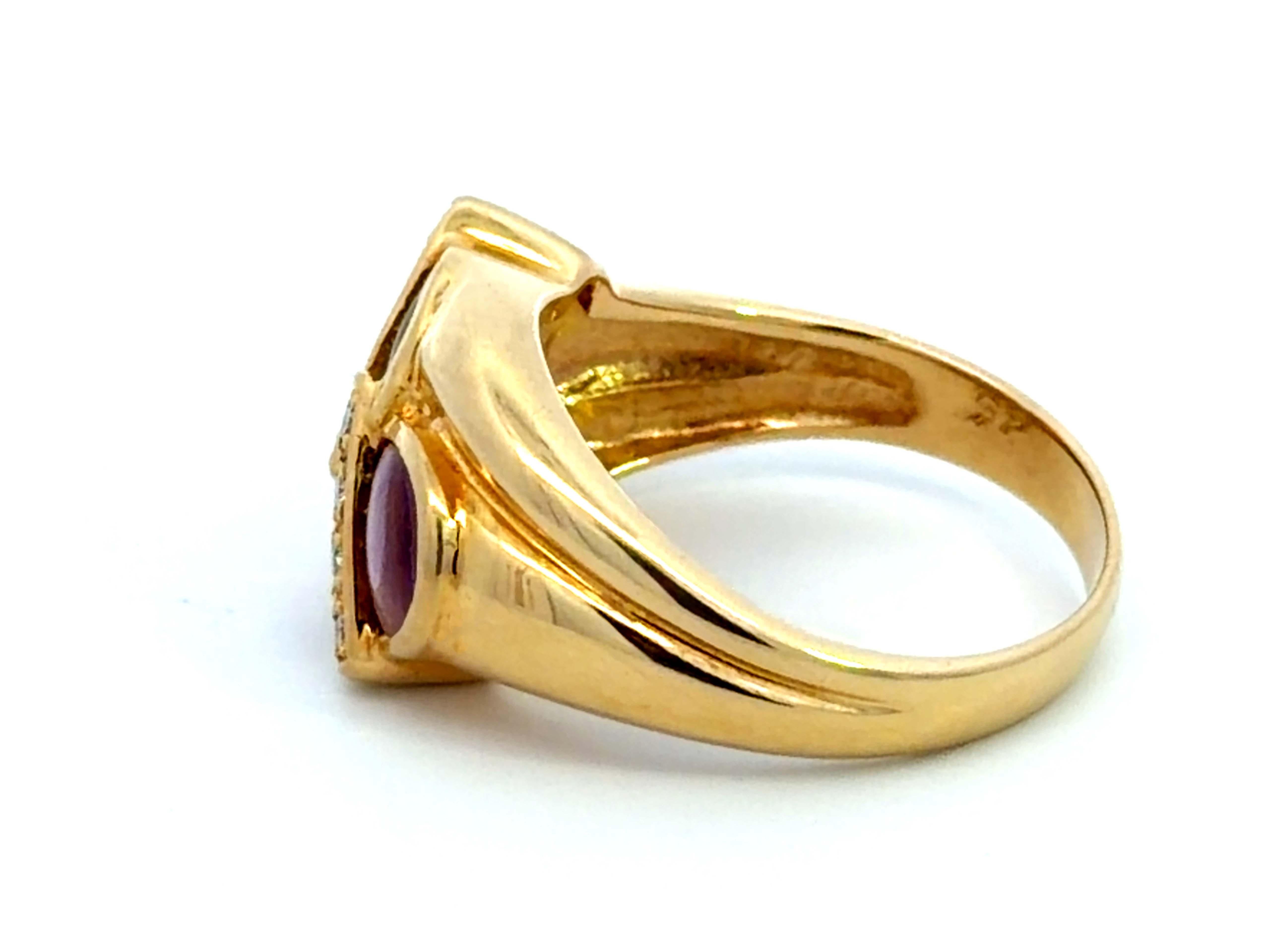 Anello con ametista, topazio, gemme multicolori e diamanti in oro giallo 18 carati in vendita 1