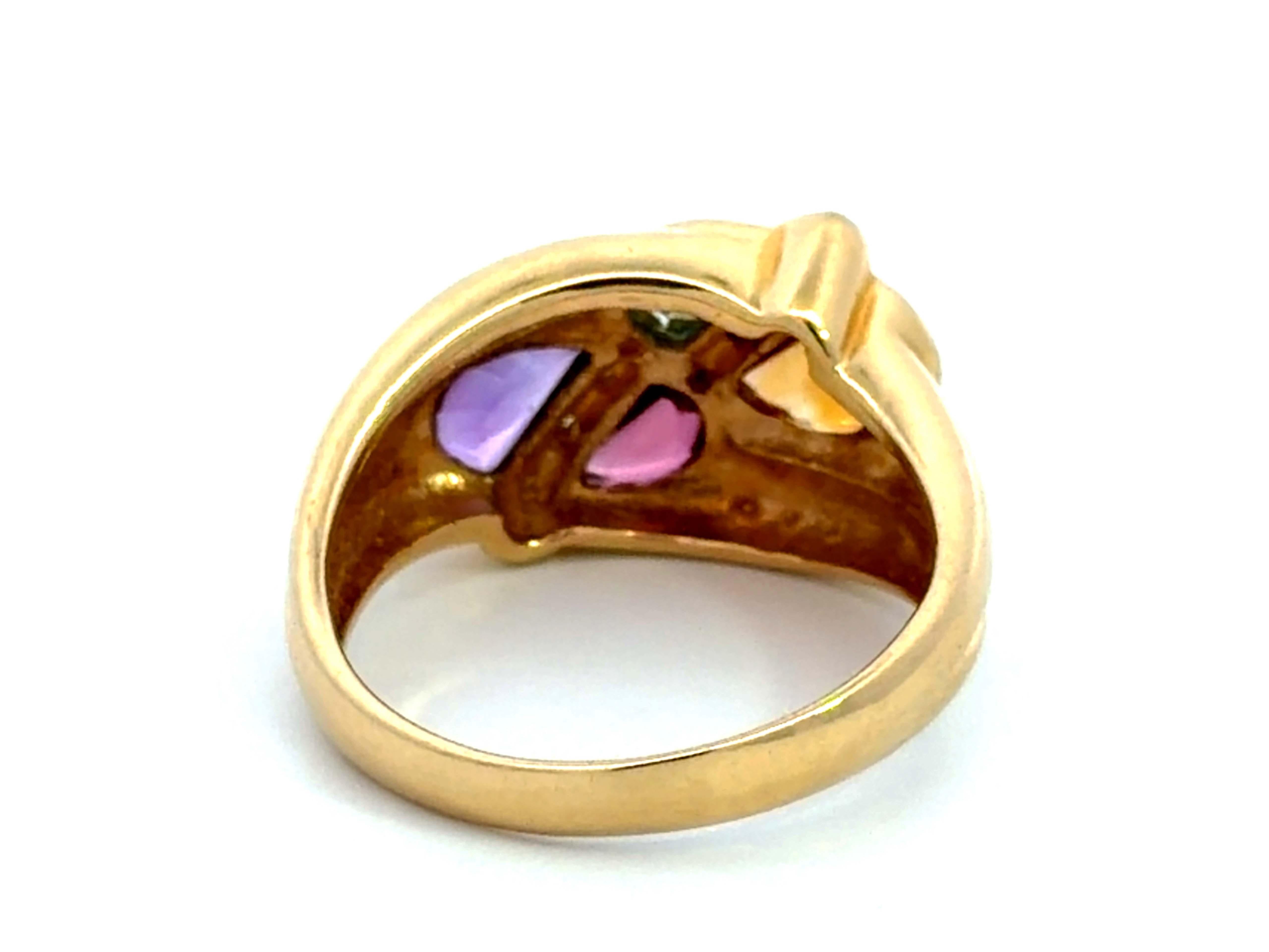 Anello con ametista, topazio, gemme multicolori e diamanti in oro giallo 18 carati in vendita 2