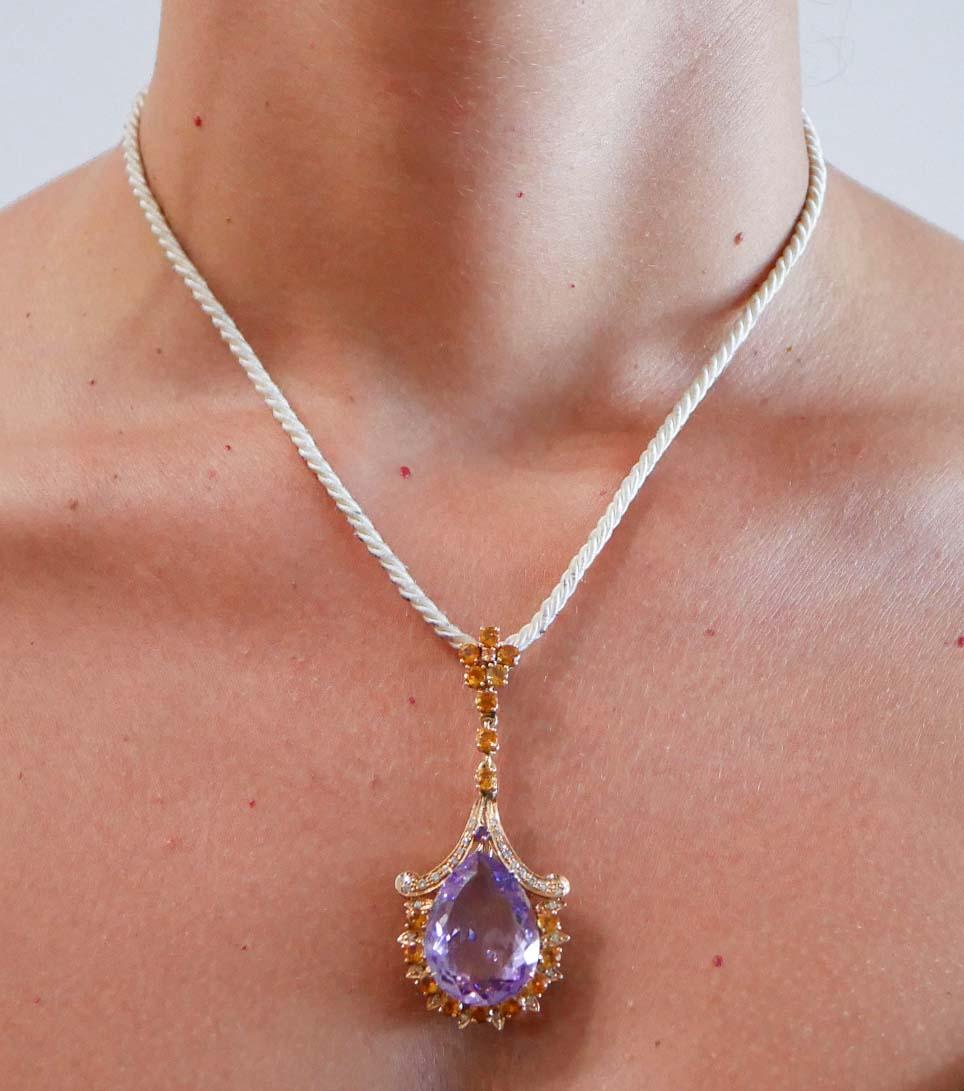 Améthyste, topaze, diamants, pénat en or rose 14 carats Pour femmes en vente