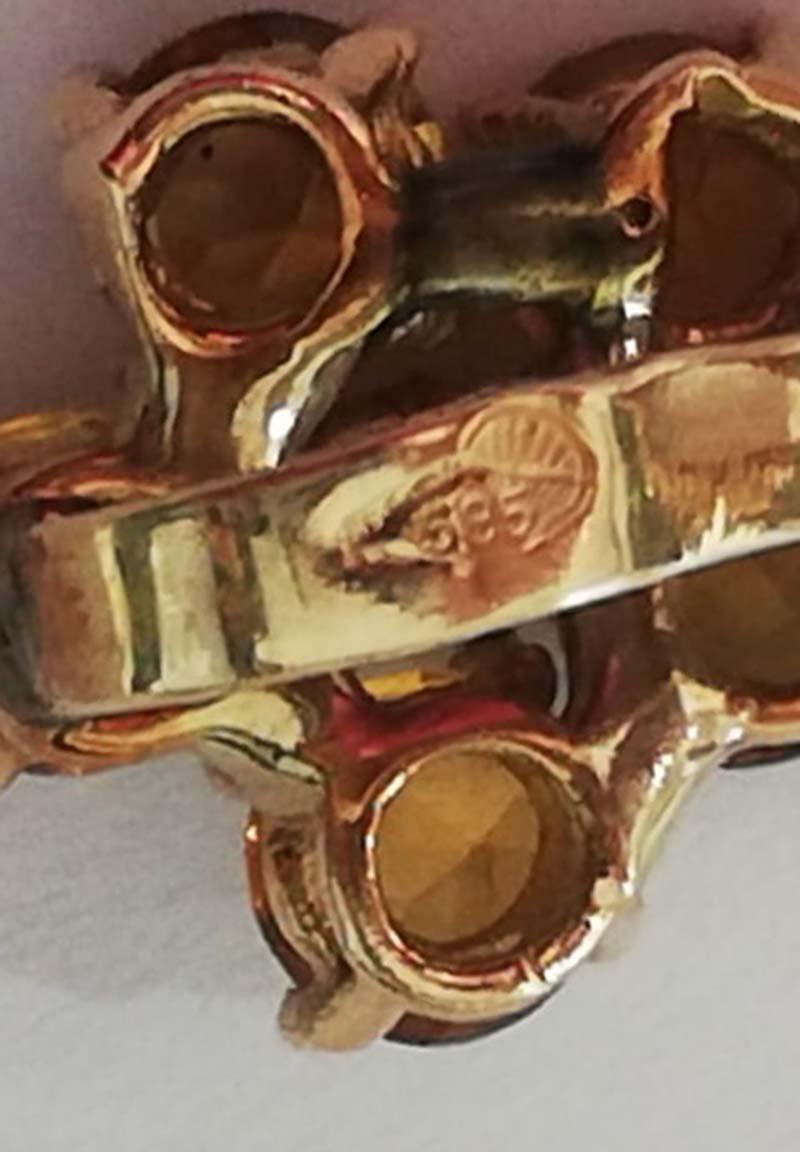 Améthyste, topaze, diamants, pénat en or rose 14 carats en vente 1