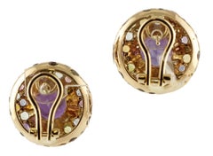 Pendientes de amatista, turmalina, diamantes, granate, aguamarina, iolita y oro rosa