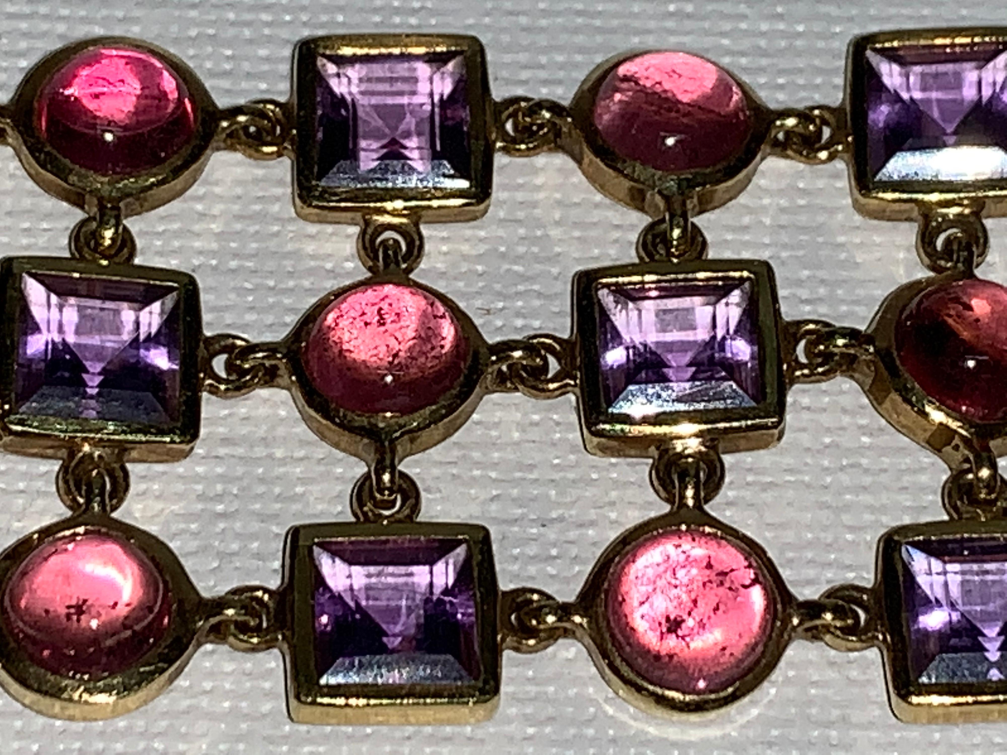 Amethyst & Pink Tourmaline, Pavé Diamond Bracelet In New Condition For Sale In Scottsdale, AZ