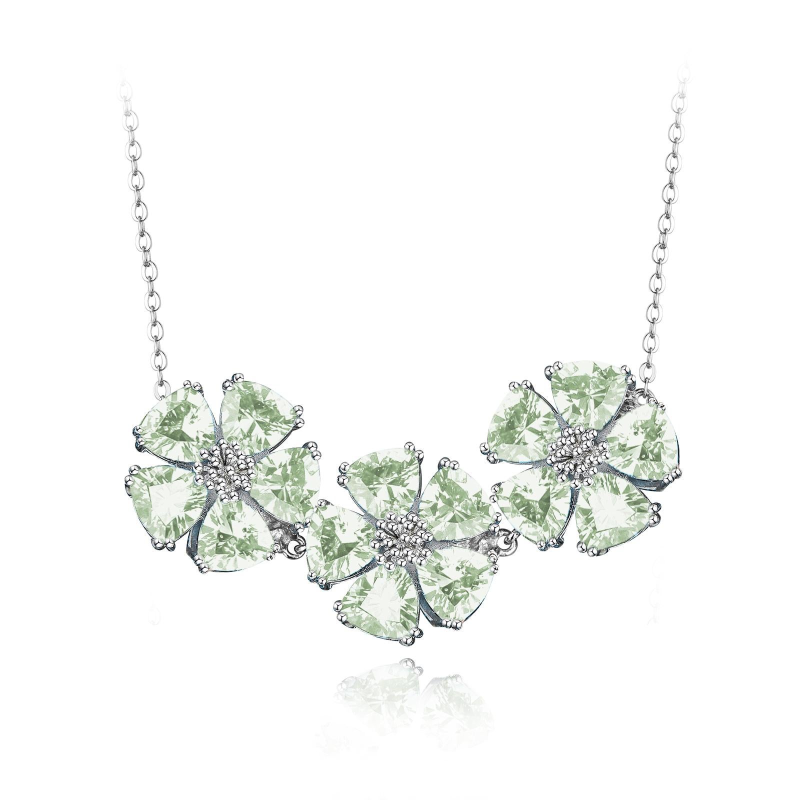 Modern Amethyst Triple Blossom Gentile Necklace For Sale