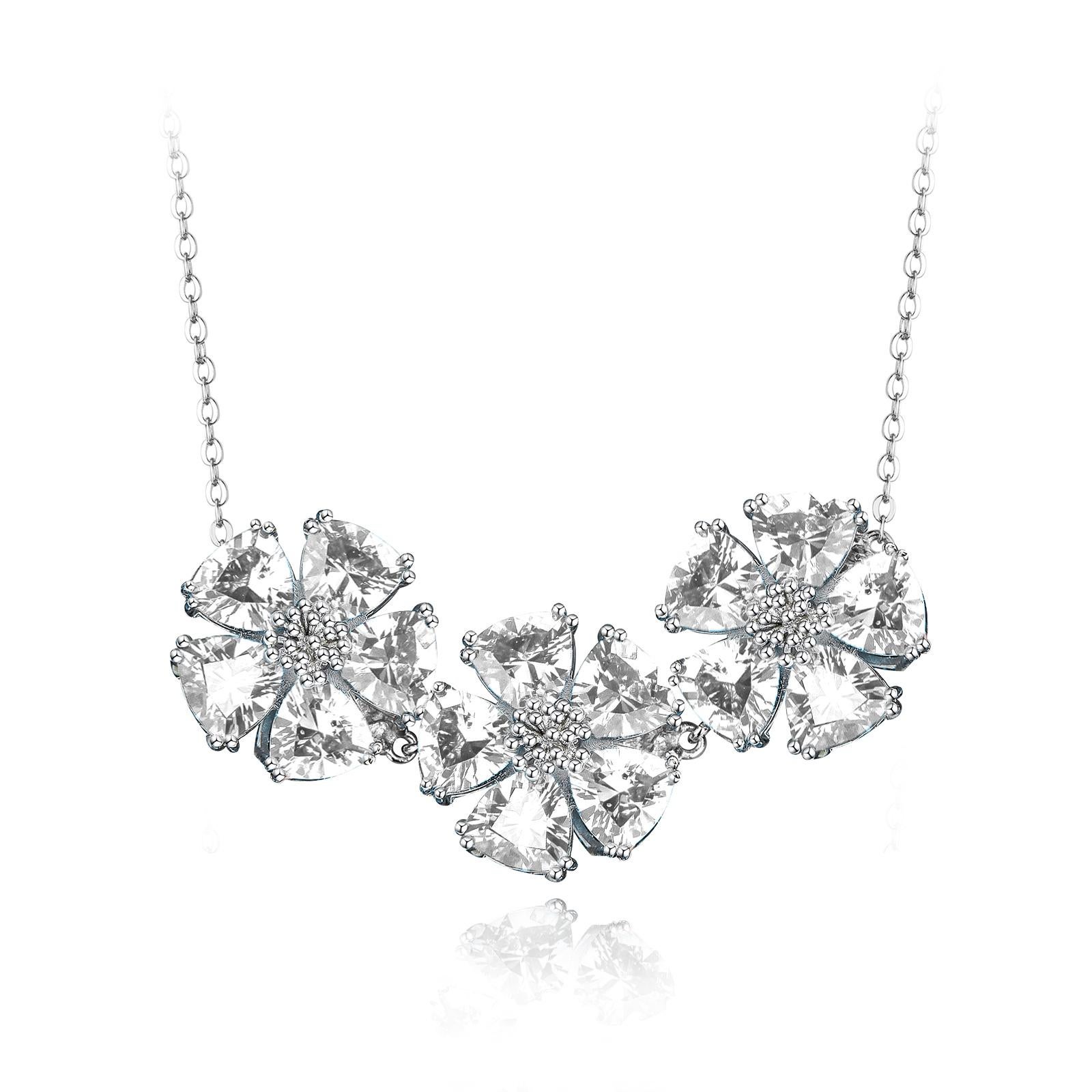 Trillion Cut Amethyst Triple Blossom Gentile Necklace For Sale