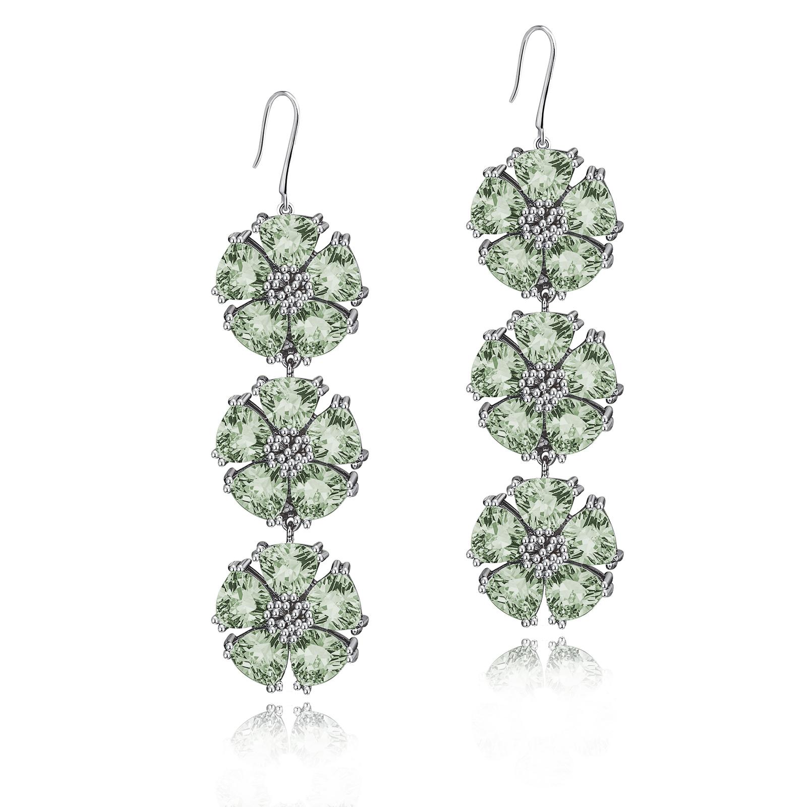 Amethyst Triple Blossom Stone Bling Earrings In New Condition For Sale In New York, NY