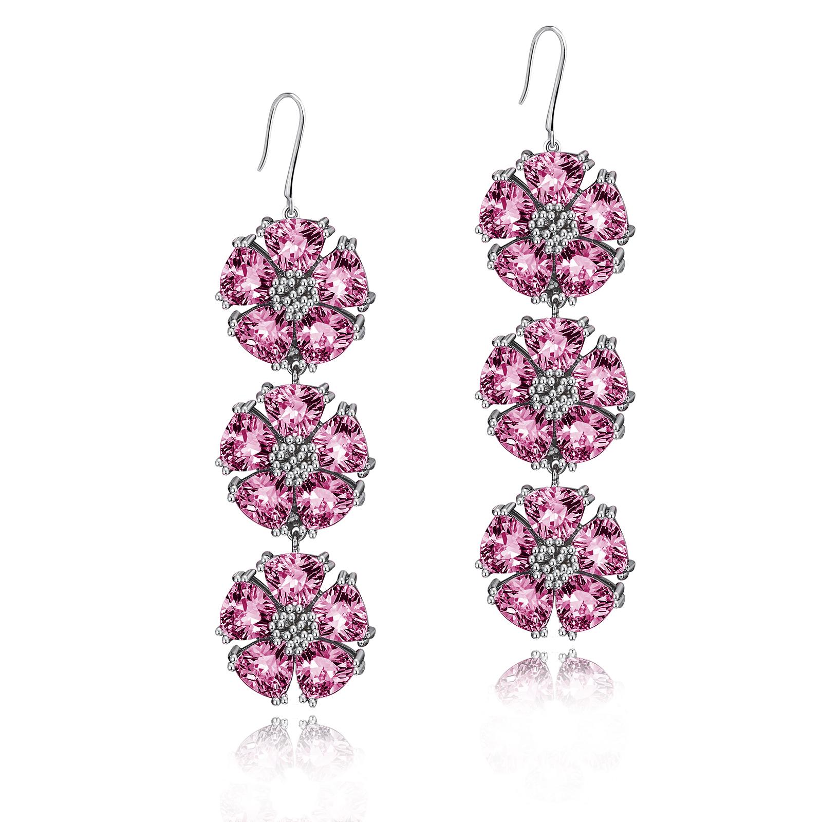 Amethyst Triple Blossom Stone Bling Earrings For Sale 1