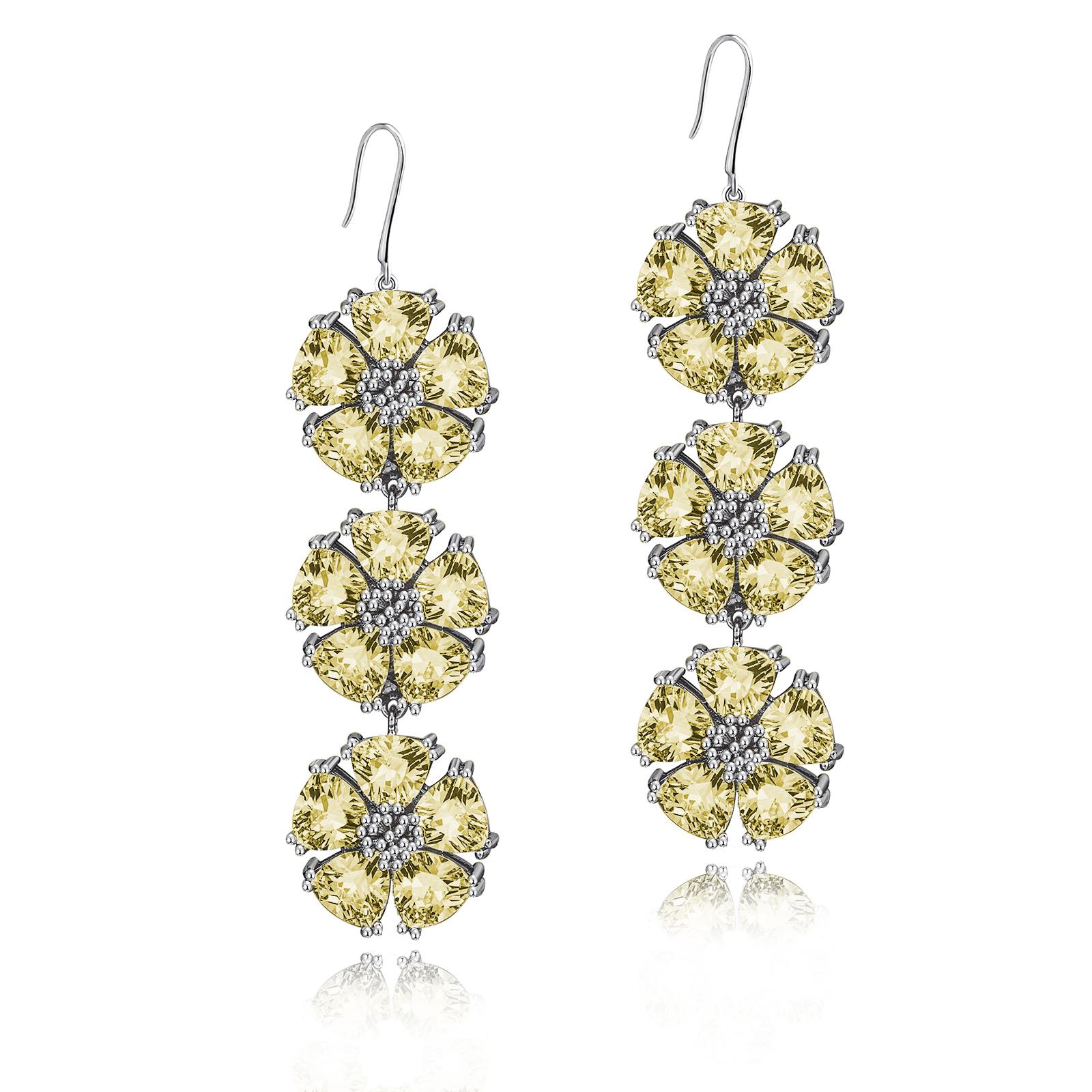 Amethyst Triple Blossom Stone Bling Earrings For Sale 2