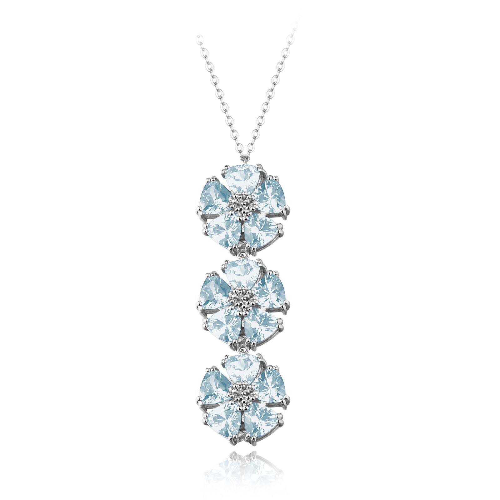 Trillion Cut Amethyst Triple Blossom Stone Lariat Necklace For Sale