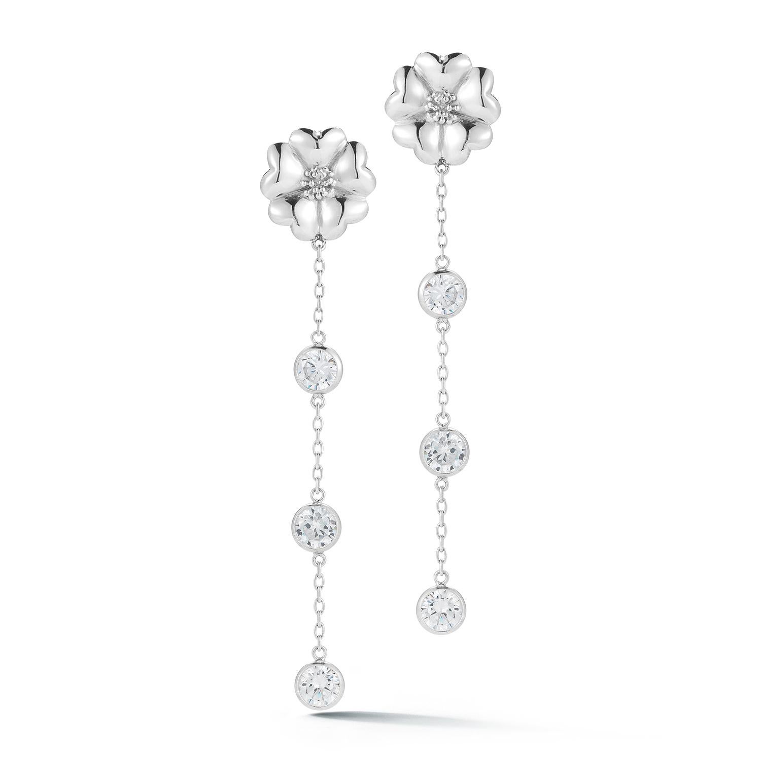 Modern Amethyst Triple Stone Drop Blossom Earrings For Sale