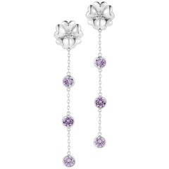 Amethyst Triple Stone Drop Blossom Earrings
