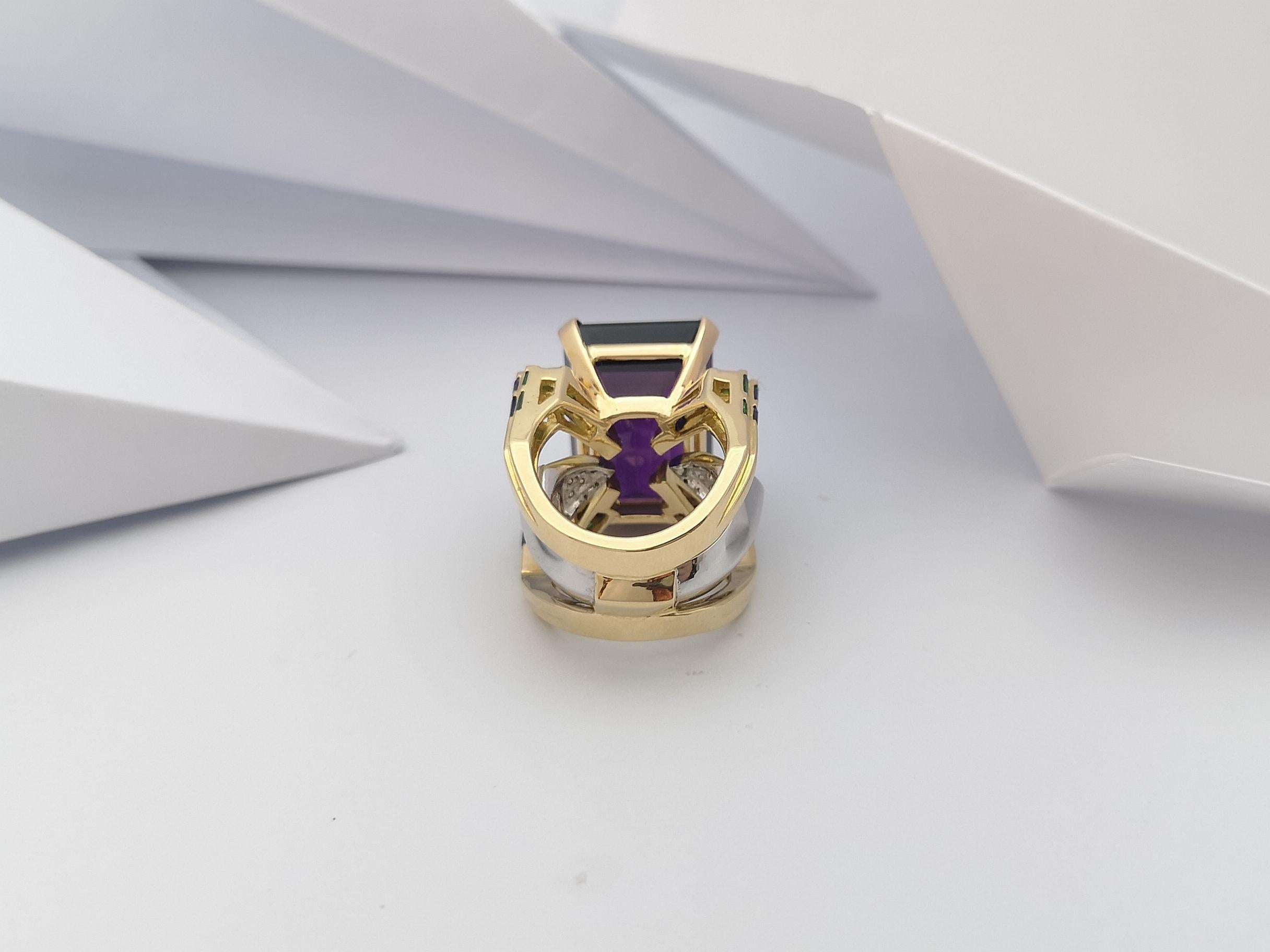 Ring mit Amethyst, Tsavorit, blauem Saphir und Diamant in 18 Karat Goldfassung im Angebot 7