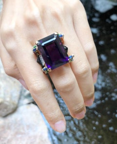 Amethyst, Tsavorite, Blue Sapphire, Diamond Ring set in 18 Karat Gold Settings