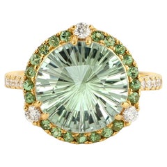 Amethyst Tsavorite Diamond 14K Gold Ring