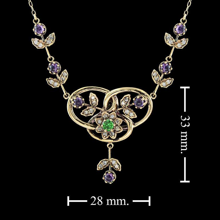 Amethyst Tsavorite Diamond Pendant Necklace 4