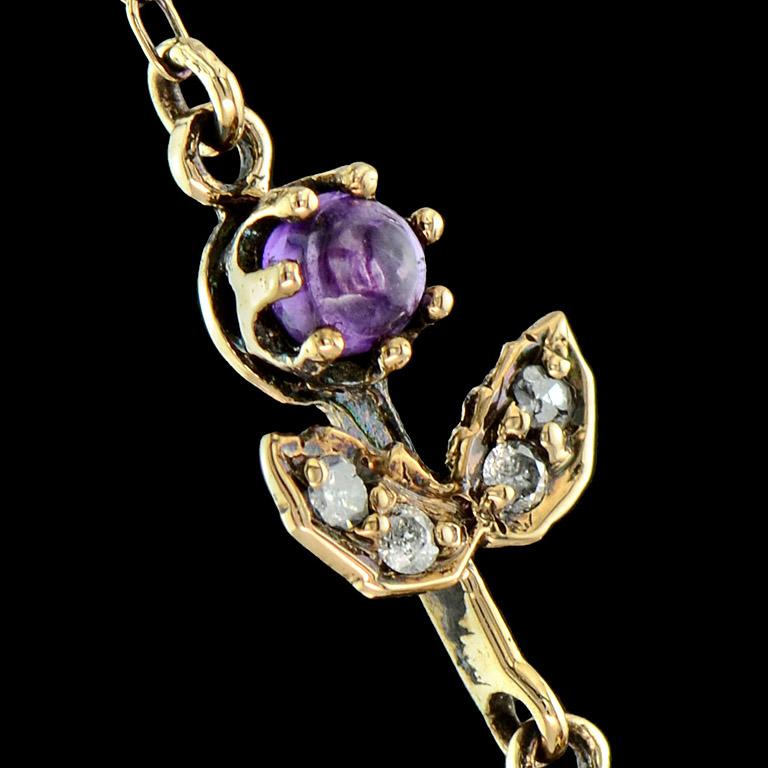 Amethyst Tsavorite Diamond Pendant Necklace In New Condition In Bangkok, TH