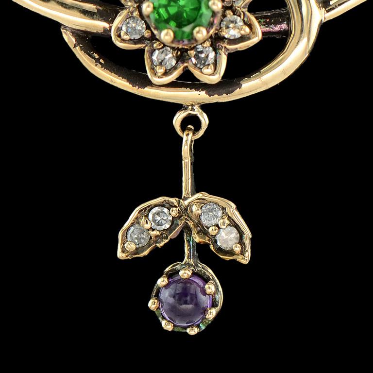 Amethyst Tsavorite Diamond Pendant Necklace 2