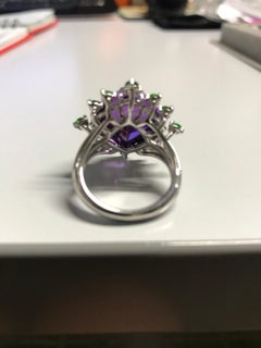 Amethyst Tsavorite Garnet White Gold Ring