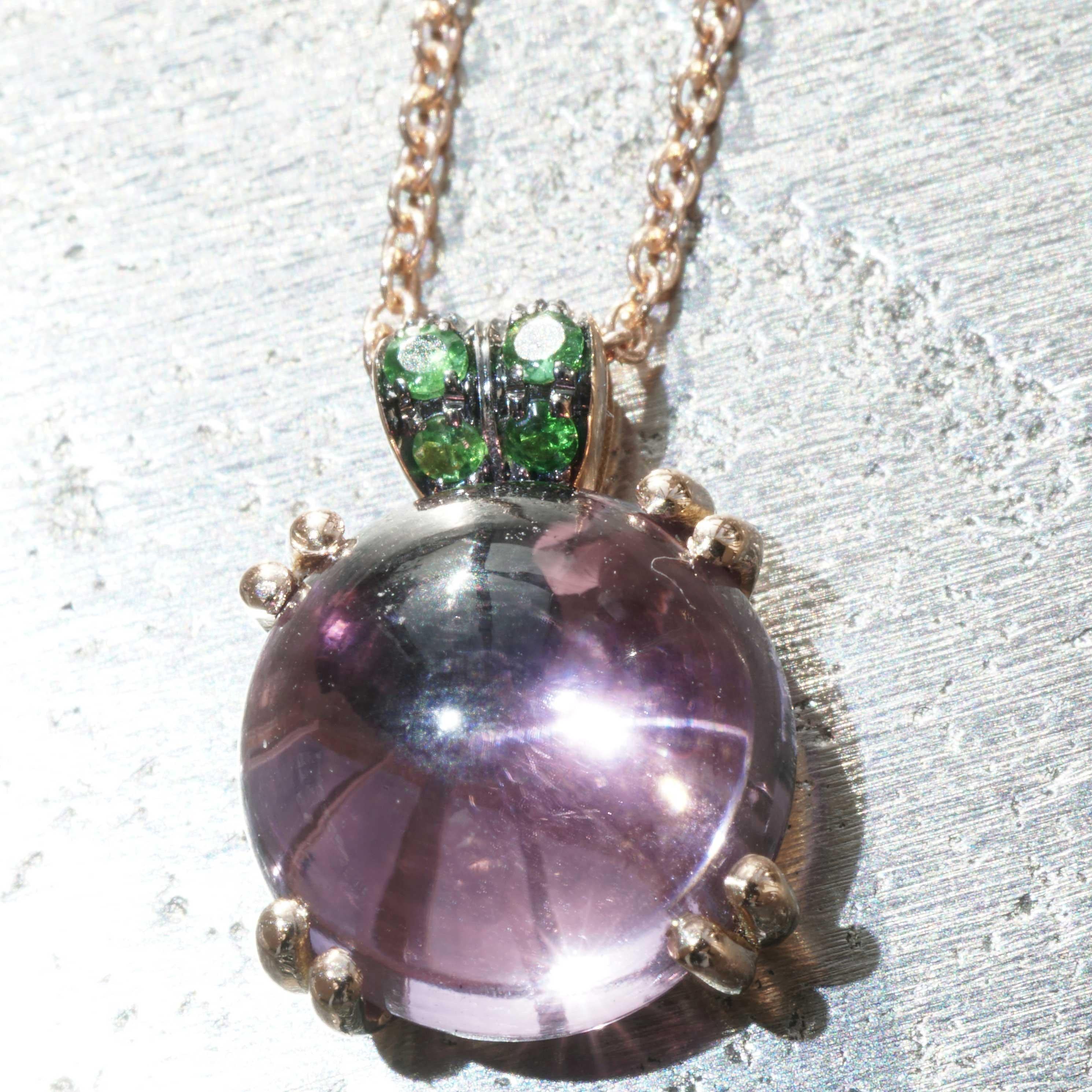 Amethyst Tsavorite Necklace with Chain sweet Bubbles made in Italy so unique For Sale 4