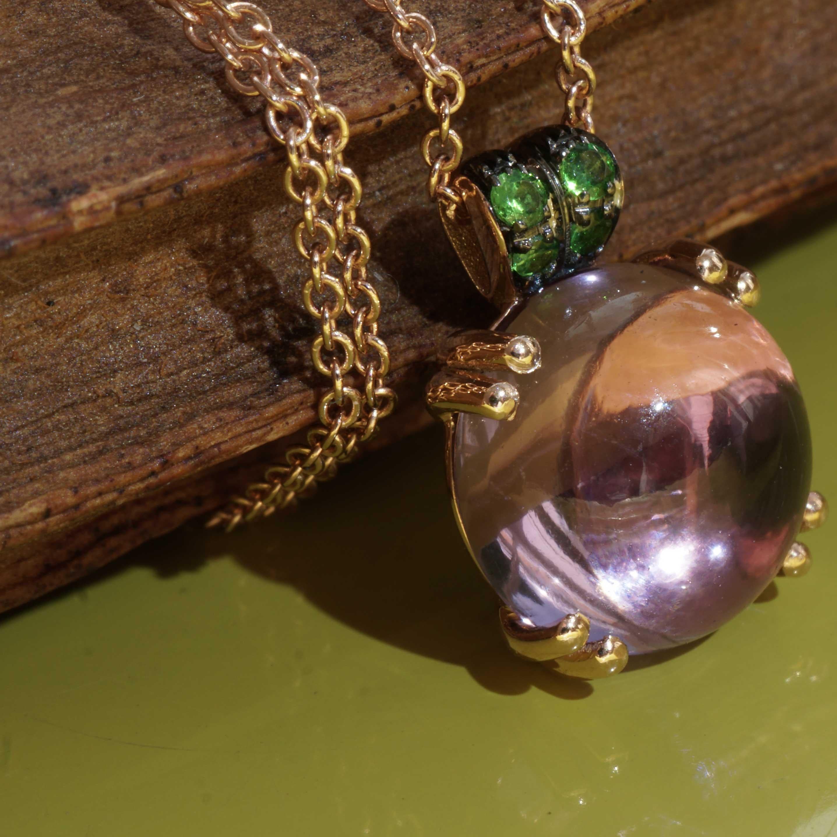 Amethyst Tsavorite Necklace with Chain sweet Bubbles made in Italy so unique For Sale 1