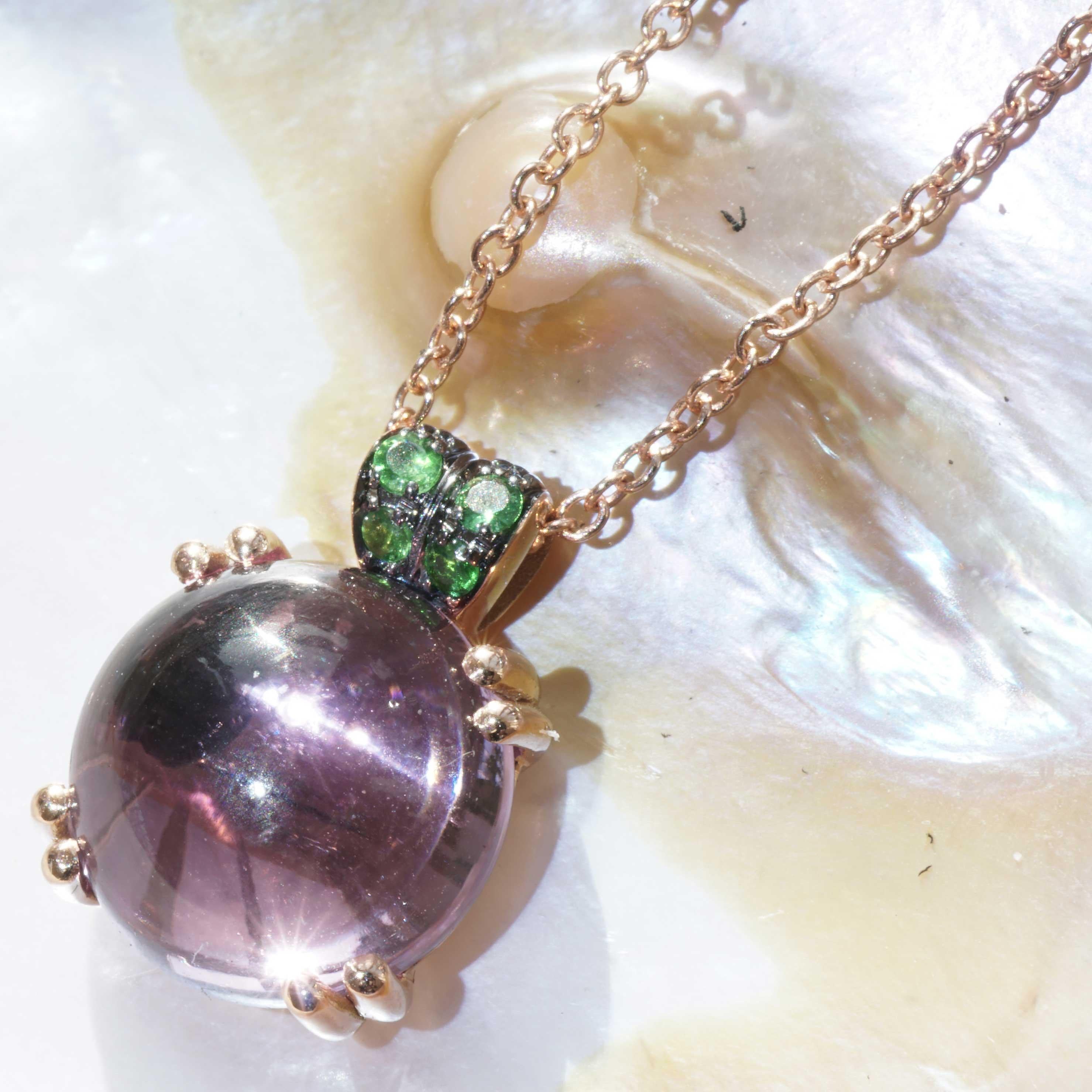Amethyst Tsavorite Necklace with Chain sweet Bubbles made in Italy so unique For Sale 3