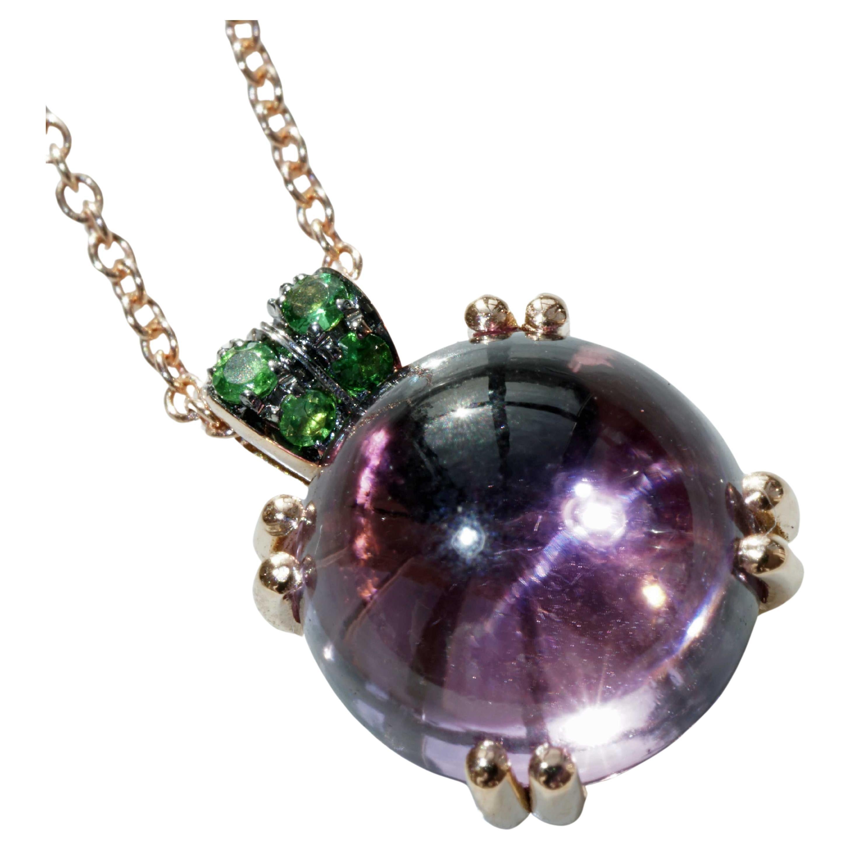 Amethyst Tsavorite Necklace with Chain sweet Bubbles made in Italy so unique For Sale