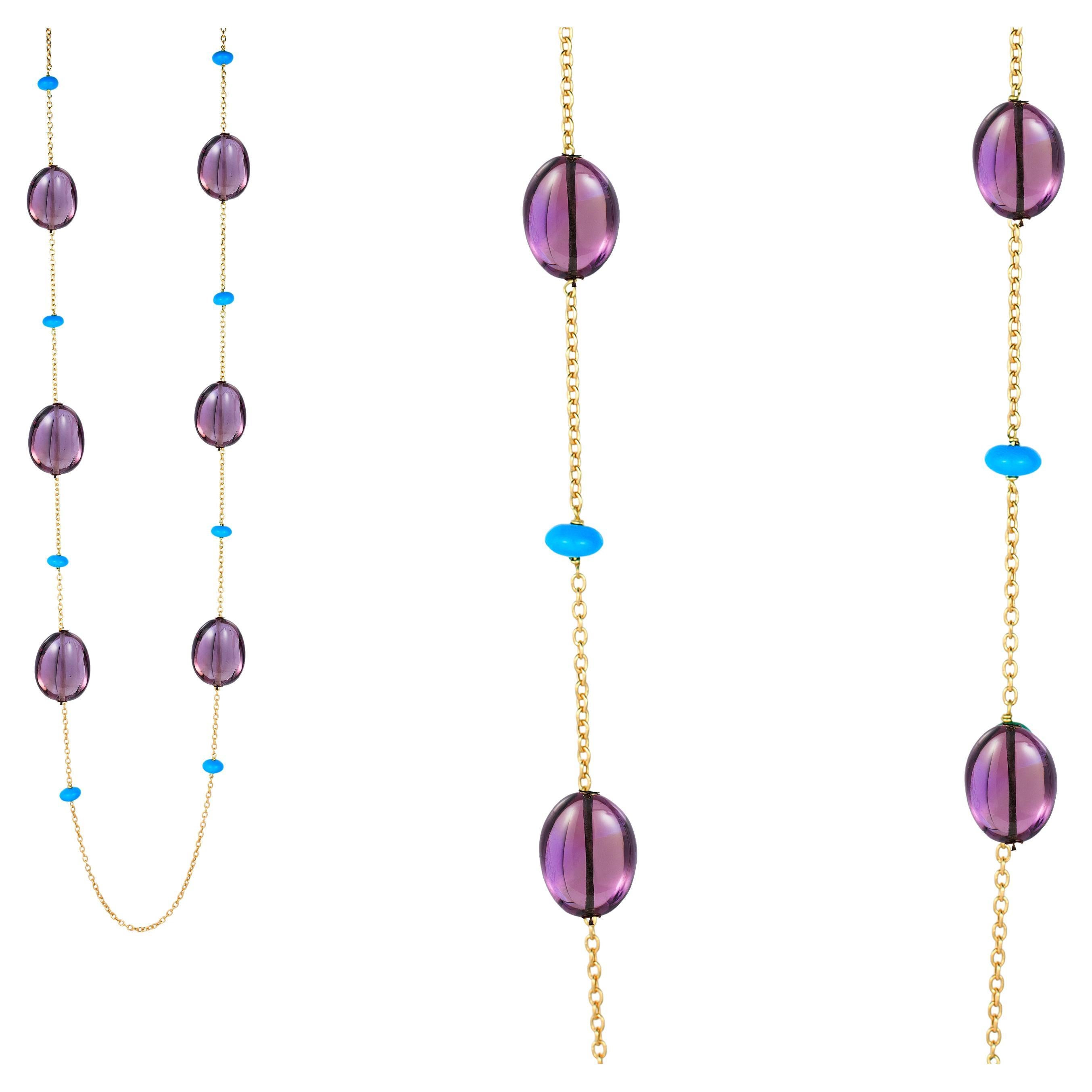 Collana con catena a rondelle in ametista e turchese della Bella Addormentata