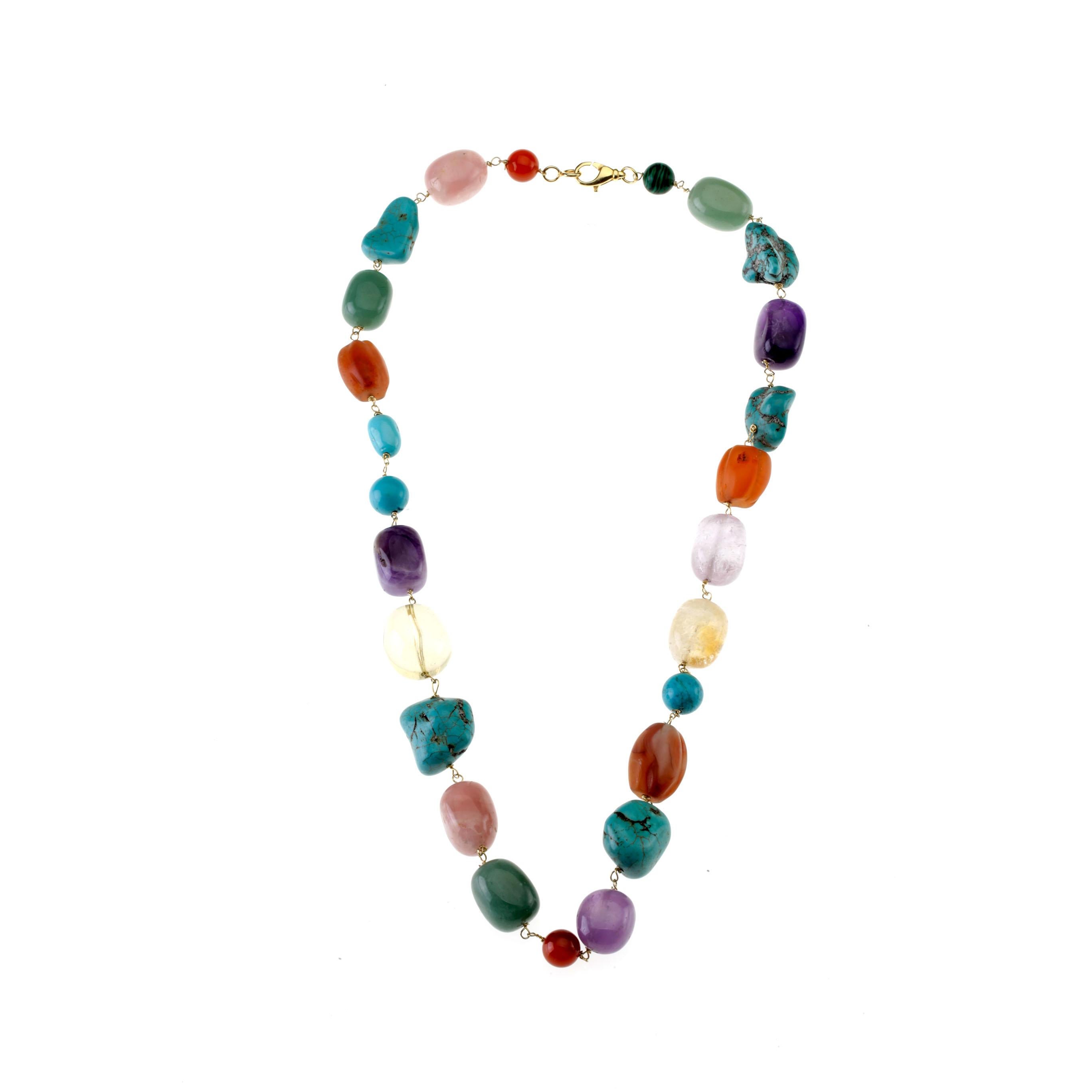 Amethyst Turquoise Carnelian Citrine Vermeille Necklace. Length 80cm.
All Giulia Colussi jewelry is new and has never been previously owned or worn. Each item will arrive at your door beautifully gift wrapped in our boxes, put inside an elegant