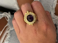 Amethyst Turtle Rolex Ring in 18k Yellow Gold