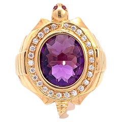 Vintage Amethyst Turtle Rolex Ring in 18k Yellow Gold