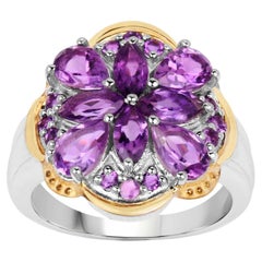 Amethyst Zwei-Ton-Cocktail-Ring 14k Gold plattiert Silber