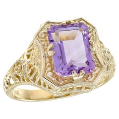 Bague de style vintage en améthyste en or jaune 9K massif