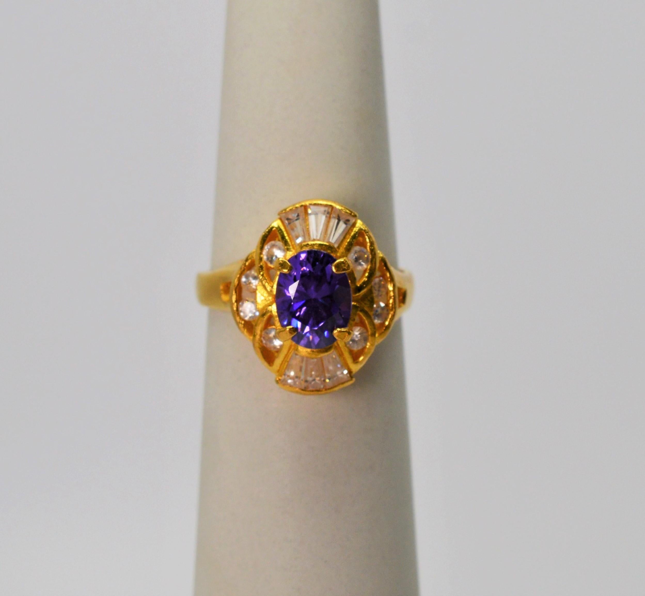 Pendentif et bague assortie en or jaune avec améthyste blanche et diamants Excellent état - En vente à Mount Kisco, NY