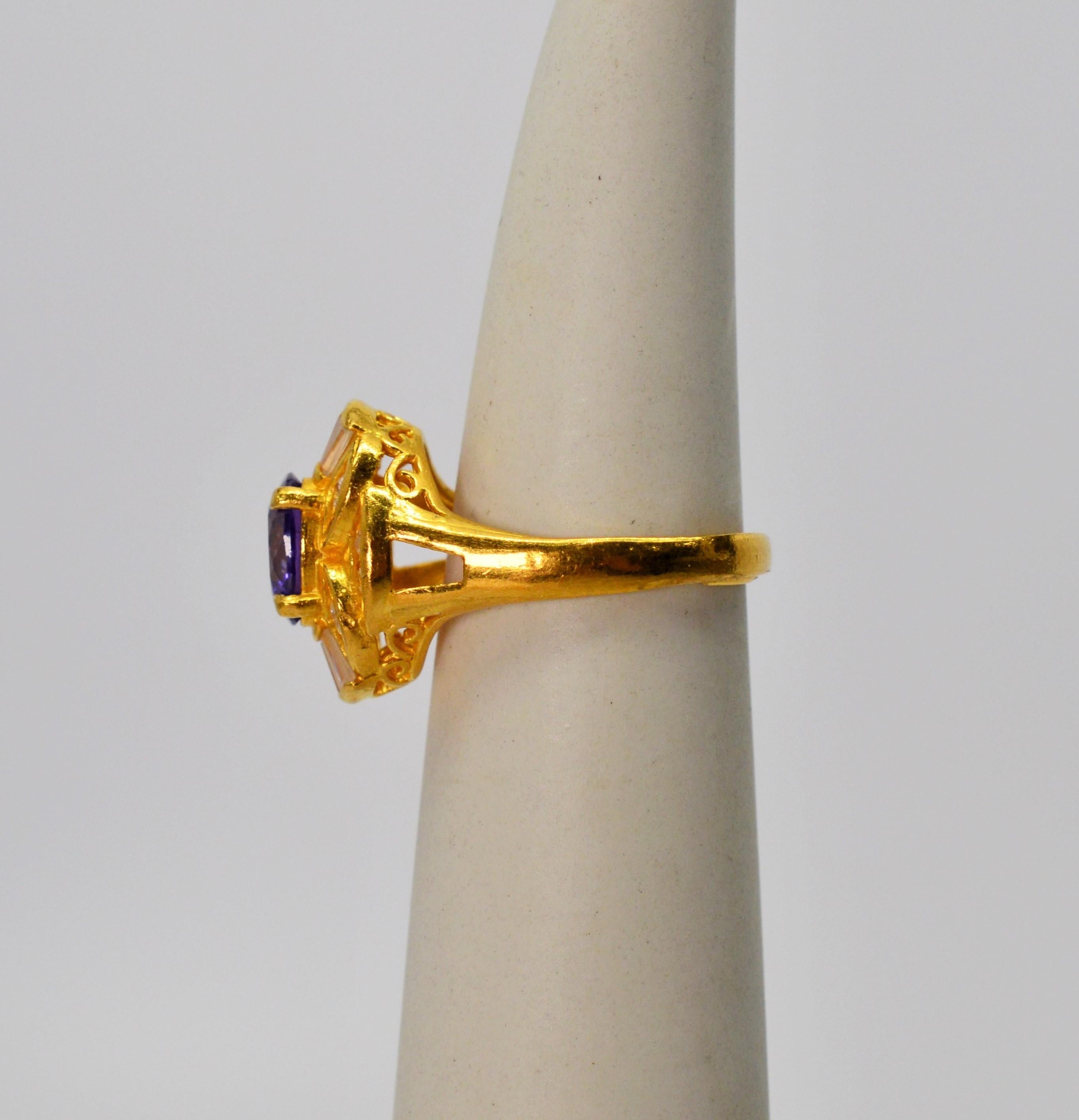 Pendentif et bague assortie en or jaune avec améthyste blanche et diamants en vente 1