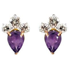 Orecchini in oro con diamanti bianchi e ametista di Rossella Ugolini Made in Italy