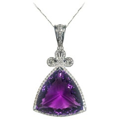 Amethyst 36.46 Carats White Gold Pendant Necklace