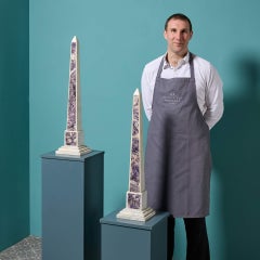 Amethyst & White Statuary Marble Obelisks