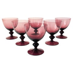 Retro Amethyst Wine Glasses - Set of 6