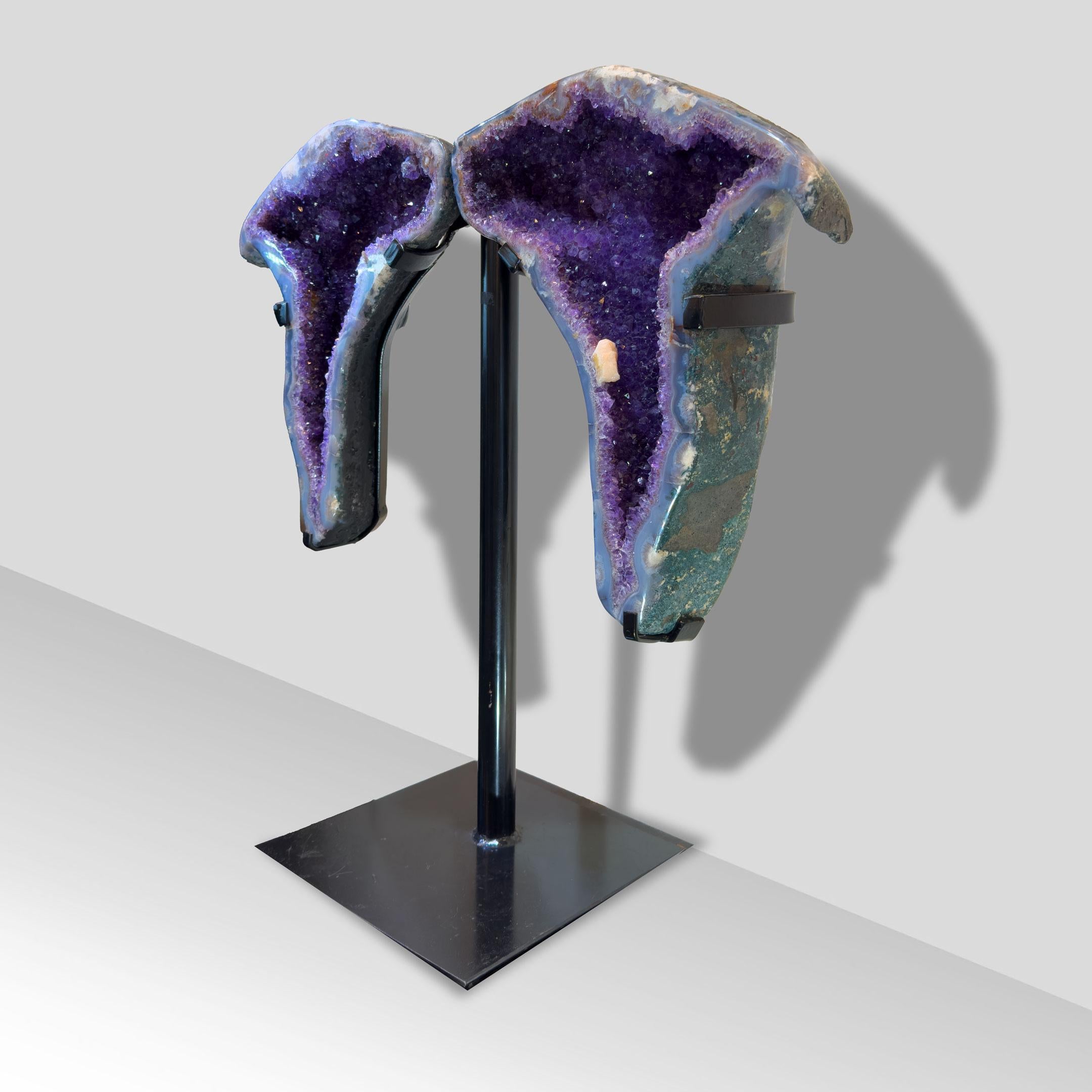 Amethyst Wings on Custom Stand In New Condition For Sale In New York, NY